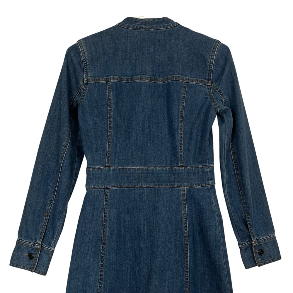 NWT Madewell Denim Tie-Neck Button Front Midi Shirt Dress Long Sleeve Size 00 - Picture 8 of 13